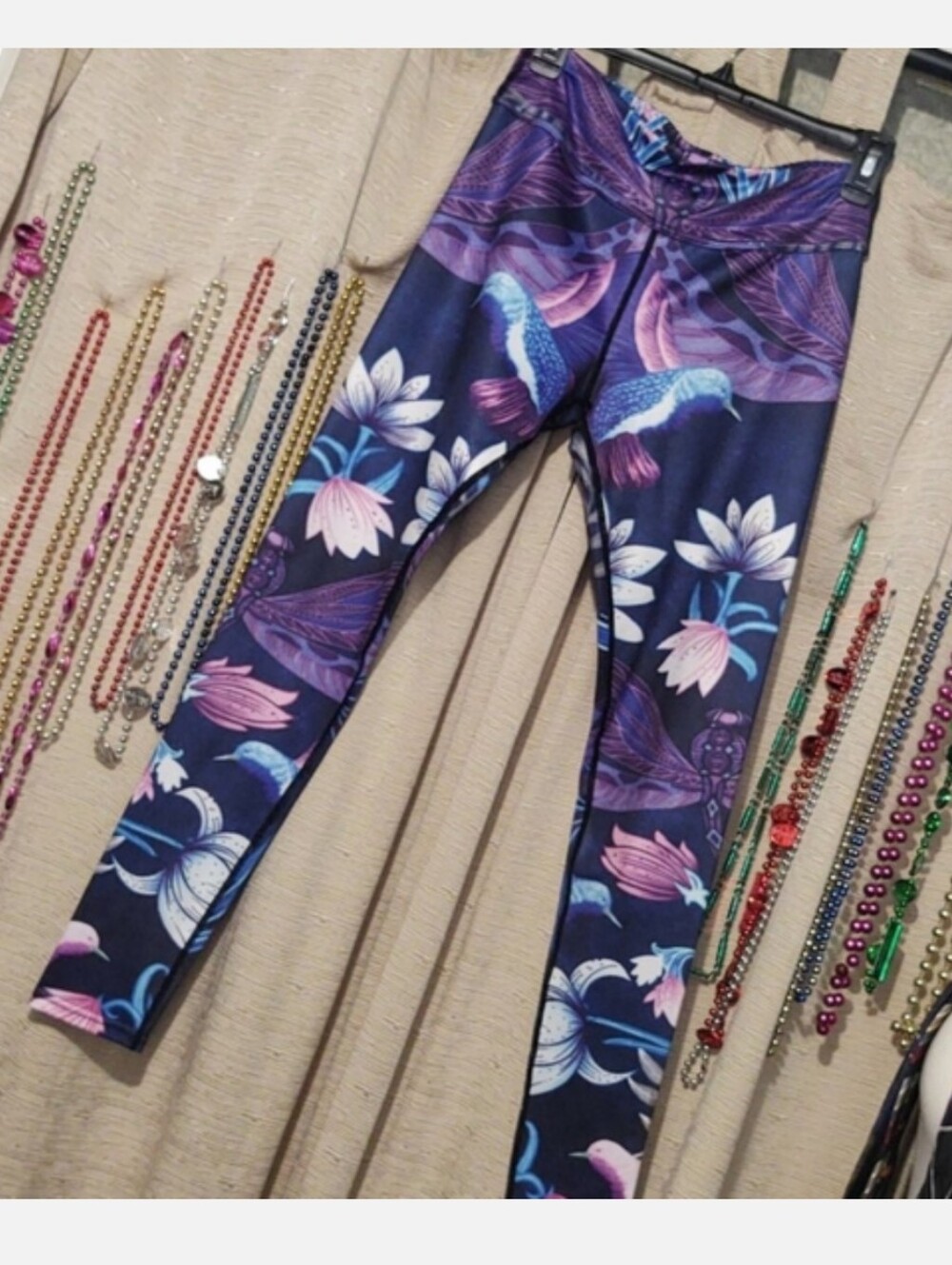 Purple Birds & Blooms Leggings Small